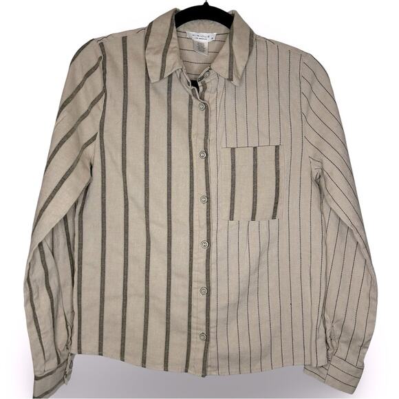 KIRIOUS LOS ANGELES Tops - Kirious Los Angeles Button Down Shirt Women's Size Small Stripes Natural Neutral